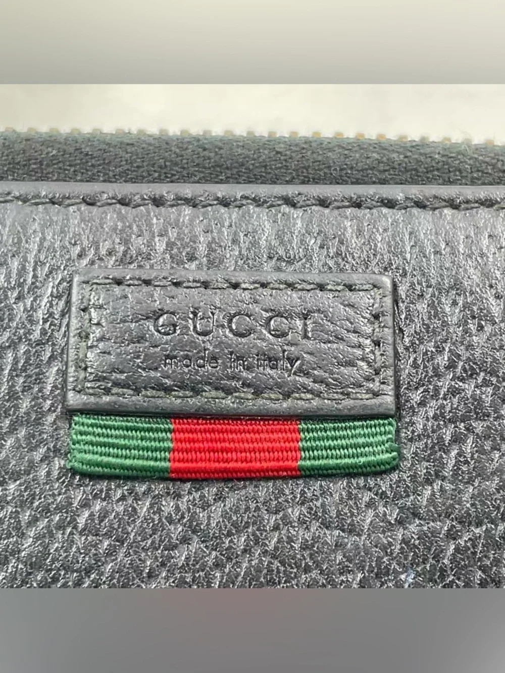 Authentic Gucci Luxurious Black Grain Leather Zip Around Long Wallet